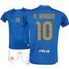 Generico Kit Maglia Italia Calcio R. Baggio 10 e Pantaloncino, Blu con Stampe in Oro, Replica Maglietta Nazionale Italiana, Taglie da Bambino