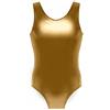 Prime fashions - Lucido Metallizzato Effetto Bagnato Senza Maniche Sexy Body - Taglio Alto, dorato, 9-10 Years