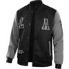 Darringls Giacca college da uomo Oldschool sportiva Varsity Jacket Patchwork Collegiate Giacca da baseball con colletto alto, disponibile in diversi colori Streetwear, Nero , L