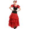 Carnavalife Costume da Sivigliana Donna per Vestito Flamenca, Costume Fiamminga per Donna Fiera di April, Andalusia, Cordobes, Carnevale, Holloween, Costume vestito nero per adulti, rosso/nero
