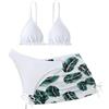 LYZOURBB Costume da bagno da bambina, 3 pezzi, costume da bagno bikini con copertura floreale per ragazze 8-13 anni, bianco, 8-9 Anni