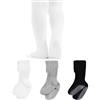 ZERULETS Collant per bambini per bambine, antiscivolo, confezione da 3 pezzi, in cotone, unisex, per neonati, bambini (6 mesi-6 anni), colore nero, bianco, rosa, grigio, #1 nero+ bianco + grigio chiaro, 2-4