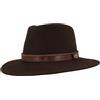 Hut Breiter Breiter Cappello da Trekking Feltro 100% Lana, Pieghevole e Impermeabile, Fedora Finiture in Pelle, da Uomo e Donna, Marrone, 59