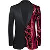 PYJTRL Uomini Moda Viola Colorato Velluto Lustrini Blazer,Red,3XL