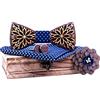 HZQIFEI Farfalla in legno, set di 4 pezzi, papillon in legno, gemelli in legno, tasca quadrata e spilla, per matrimoni e serate aziendali