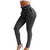 ZH8FCHAN Jeans Donna Slim Fit Elasticizzati Vita Jeggings con Gamba Dritta Pantaloni in Denim Invecchiato Slim Fit Jeans Leggins Donna Stretti Pantaloni Push Up Cintura con Nappe
