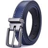 JUJNTNT Cinture in pelle alla moda con fibbia ad ardiglione in lega, cintura casual da uomo, cintura regolabile, 1 blu, 90 cm