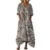 Gienslru Vestito Estivi Donna Lunghi Boho Chic in Lino Effetto Scollo a V Maniche a 3/4 Abito Maxi Vestiti Vintage con Tasche Elegante e Comodo Kaftan Mare Vacanza Estate Taglie Forti Curvy Copricostume