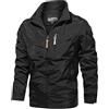 Cexiakong Giacca da uomo impermeabile casual con cappuccio softshell foderato in pile giacca da corsa tattica militare lavoro pesca caccia arrampicata autunno inverno, Nero , L