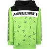 MINECRAFT - Felpa con Cappuccio Verde per Ragazzi in Cotone 100% - Creeper - Regali (11-12 Anni)