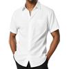 PARKLEES Camicia casual da uomo a maniche corte con bottoni, bianco, XX-Large