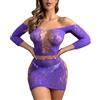 XIUSEMY Set Lingerie Donna: Babydoll Sexy in Rete Fischnetz, Bodystocking da Notte, Taglia Unica(Viola-XKJC)