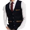 Yiaisafa Gilet da uomo in tweed stile completo, a spina di pesce, per la caccia, vintage, in lana, per matrimonio, da sposo, S-3XL, Blu marino, XXL