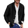 YOUYING Giacca da uomo in cotone e lino, vestibilità larga, leggera, con bottoni, casual, estiva, con risvolto, abbigliamento sportivo, B# Nero, XL