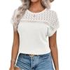 Chicrise Tunica Donna Collo Rotondo Magliette Donna Manica Corta Pieghettata Camicia Elegante Casual Bianco Piccolo 34-36
