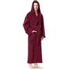 Arus Accappatoio da uomo con cappuccio, lunghezza al polpaccio, 100% cotone spugna, Rosso Vino, L-XL
