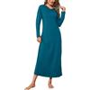 Demegimi Camicia da Notte Donna a Maniche Lunghe in Pizzo Camicia da Notte Lunga Invernale Collo a V in Cotone Morbida e Confortevole