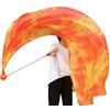 Winged Sirenny Velo Poi Rettangolare 230x90 cm in Seta per Danza del Ventre, Palla con Code a Nastro Gradienti Colorati, Catena in Acciaio Inox e Borsa Trasporto (Fiamma)
