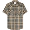 Dubinik®Camicia Uomo Manica Corta Fibra di bambù Casual Quadretti Comoda Bottoni Automatici Cowboy Western Vintage Camicia Kaki Grigio 2XL