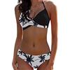 JFan Donna Costume da Bagno Push Up Imbottito Reggiseno Bikini Donna Due Pezzi Swimwear Abiti da Spiaggia，foglia nera L