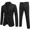 YFFUSHI Abito da Uomo 2 Pezzi Elasticizzato Leggero Traspirante Matrimonio Ufficio Cerimonia Giacca Pantaloni, Nero, XXL