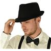 INOGIH Cappello Fedora Trilby Classico da Uomo Manhattan Strutturato da Donna a Tesa Corta Gangster Trilby Hat (Taglia 7 1/4), Nero-stile2, Medium