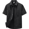 Generico Camicia Uomo Manica Corta in Nylon Loose Fit Multitasche Stile Utility Casual Traspirante Primavera Estate