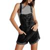 KBOPLEMQ Salopette da donna in jeans corti, pantaloni con gamba dritta, Nero, S