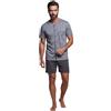 SNELLY Pigiama Uomo Estivo Primaverile 100% Cotone, Pigiami 2 Pezzi Maglia Maniche Corte e Pantalone Corto o Lungo, Pigiama Aperto con Bottoni, Grigio e Blu Navy, Taglia M L XL XXL (Taglie Forti)