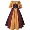 Fannyfuny Costume da Dama dell'800 Vintage Abiti con Maniche a Farfalla Vestito Gotico Donna Lunghe con Spalle Scoperte Curvys Abito Lungo rinascimentali,Carnevale, Halloween, 02giallo