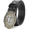 BELTROAD Cintura con fibbia in pelle occidentale per uomo donna cowboy cowgirl cintura in pelle per jeans cintura da uomo di Natale regali, 01-nero (fibbia cavallo), for Wasit 47-50