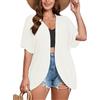 AusLook Donne Plus Size Manica Corta Scialli e Involucri Leggero Aperto Anteriore Cardigan Coprispalle Kimono Giacca Cappotto, A02-bianco, 4XL