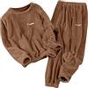 Generic Women's Warm Suit Pajamas for Women Winter Coral Velvet 2024 New Thickened Plus Velvet Large Size Casual Wearable Home Clothes 𝐏igiama Cotone Donna (Coffee, L)