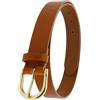 FASHIONGEN - Cintura da donna in pelle di toro, concia vegetale, RIVOLI - Cammello (Fibbia dorata), 110