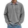 KBOPLEMQ Maglione da uomo elegante felpa invernale polo vintage maglione invernale con colletto cord pullover lavoro maglietta a maniche lunghe business tessuto spesso camicia tempo libero morbida