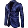 FSFA - Giacca da uomo Blazer con motivo scuro in stile retrò, un bottone con un completo, elegante giacca da lavoro, con tasche, Blazer da uomo, elegante, Blu mare, L