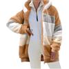 CMTOP Felpa Donna con Cappuccio Caldo Felpa in Pile Teddy Autunno Invernali Cappotto Patchwork Peluche Felpa Donna con Zip Outwear Casual Hoodie Giacca con 2 Tasche(Marrone, M)