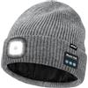 ATNKE LED Bluetooth Cappello con Luce,USB Ricaricabile 4 LED Senza Fili Musicale Altoparlante Corsa Cappello Invernale Calda Maglia Berretto con Pile Foderato Regali per Uomo e Donna/Gray