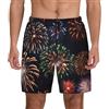 Tamiger Costume da bagno da uomo con stampa fuochi d'artificio ad asciugatura rapida alla moda funzionale spiaggia surf pantaloncini pesca rilassante, Nero , XL