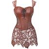 WLFFW Corsetto in Pelle Gotico Corpetto Donna Pizzo M Marrone