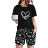 Uniexcosm Pigiama Estivo Donna Corto, Set Due Pezzi con Gatto, Completo Notte in Cotone Leggero a Girocollo XXL Ta