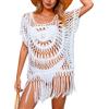 Generic Panta Pareo,Copricostume da Spiaggia all'Uncinetto da Donna, Sexy, con Frange Traforate, Kimono Estivo, Copricostume per Feste in Piscina