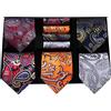 HISDERN Set 5 PCS Cravatta Uomo - Tinta Unita, Pois, Quadri, Righe - Fazzoletto Incluso - Per Festa e Matrimonio