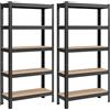 SONGMICS Set di 2 scaffali resistenti a 5 livelli, scaffali in acciaio, montaggio rapido, per strumenti, garage, magazzino, ripostiglio, carico 650 kg, 30 x 75 x 150 cm, nero/argento