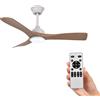 NONE Ventilatore da soffitto 52" con luce per grandi soggiorni, motore DC silenzioso, 3 pale in ABS effetto legno naturale, 6 velocità con telecomando, funzione invernale, 3 colori di luce LED, ideale per