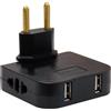 LED ATOMANT Spina ultra piatta LED ATOMANT Thief, 4 in 1: 2 porte USB e 2 spine (adattatore europeo e americano), testa rotante a 180 gradi, compatta, ideale per viaggi, uso interno, compatibile con telefoni