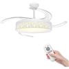 LED ATOMANT Ventilatore di soffitto LED ATOMANT 40W, motore DC 32W, luce regolabile CCT, 4100LM, diametro 109cm, 4 pale retrattili, silenzioso, 6 velocità, modalità estate/inverno, timer, basso consumo, ideale
