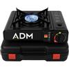 NONE ADM 2 in 1 Fornello a Gas Portatile Doppio per Cartuccia di Butano e Bombola | Cucina da Campeggio con Custodia da Trasporto | Fornello Portatile per Campeggio, Caravan, Escursioni ed Emergenze