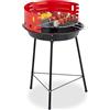 NONE Barbecue a carbone portatile rotondo con diametro di 33 cm e altezza di 53 cm - Design compatto e leggero con griglia in acciaio, ideale per giardino, terrazza, campeggio e picnic