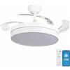 NONE Ventilatore da soffitto illuminato da 84 W, ultra silenzioso, invisibile, con telecomando e pale retrattili, funzione estate-inverno, controllo integrato (bianco neve) [Classe energetica F]